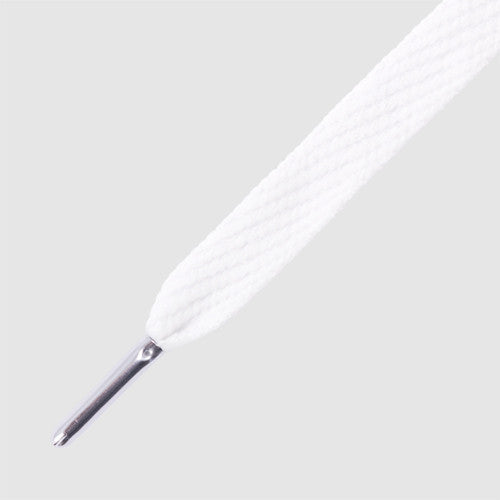 Flatties Metal Tips Shoelaces - White with Silver Tip - Mr.Lacy