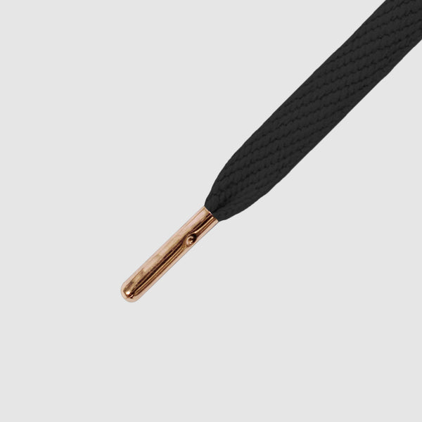 Smallies Metal Tip Shoelaces - Black with Rose Gold Tip - Mr.Lacy