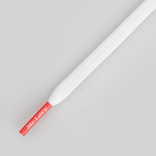 Runnies Flat 120 cm CT Shoelaces - White with Red Tip - Mr.Lacy