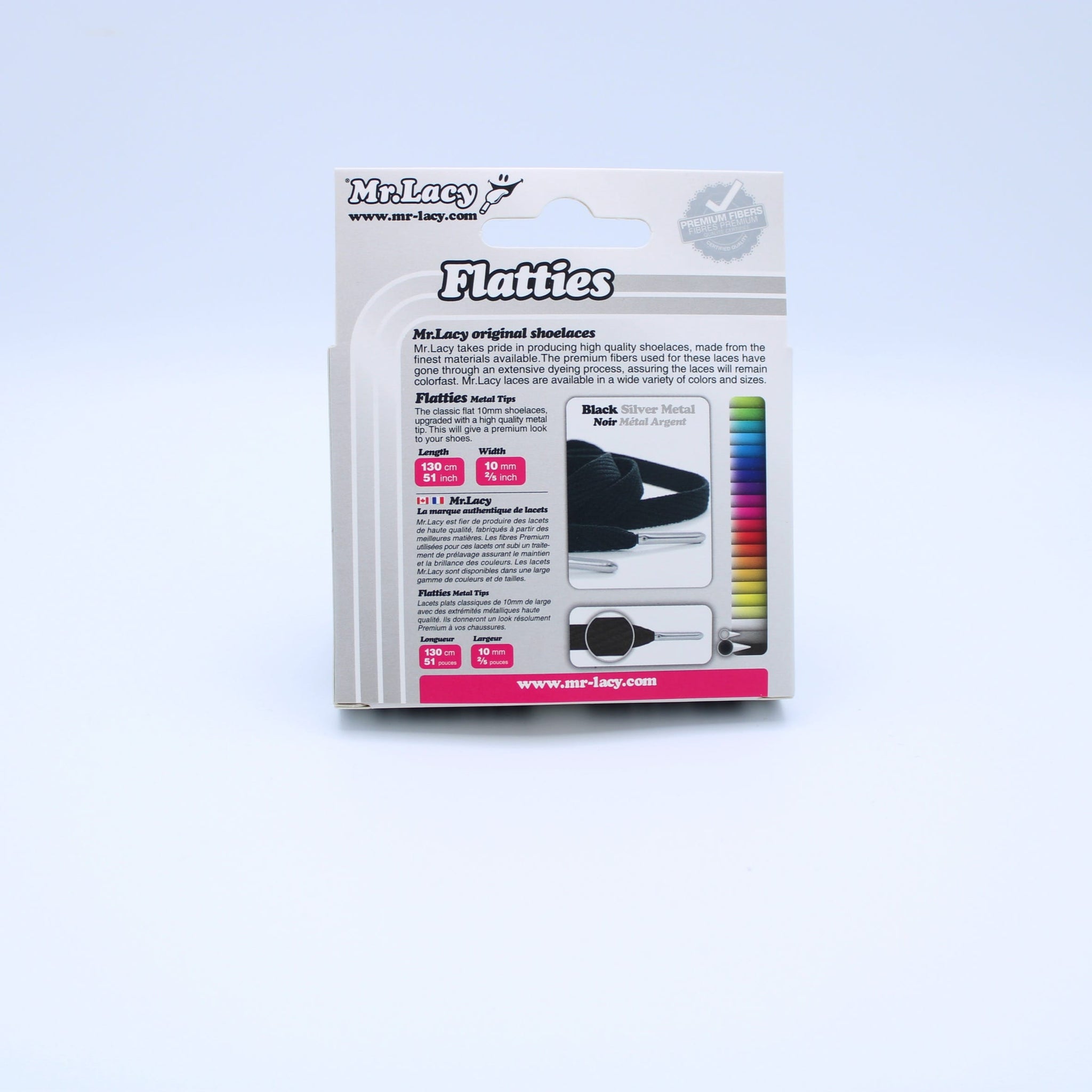 Flatties Metal Tips Shoelaces · Black with Silver Tip