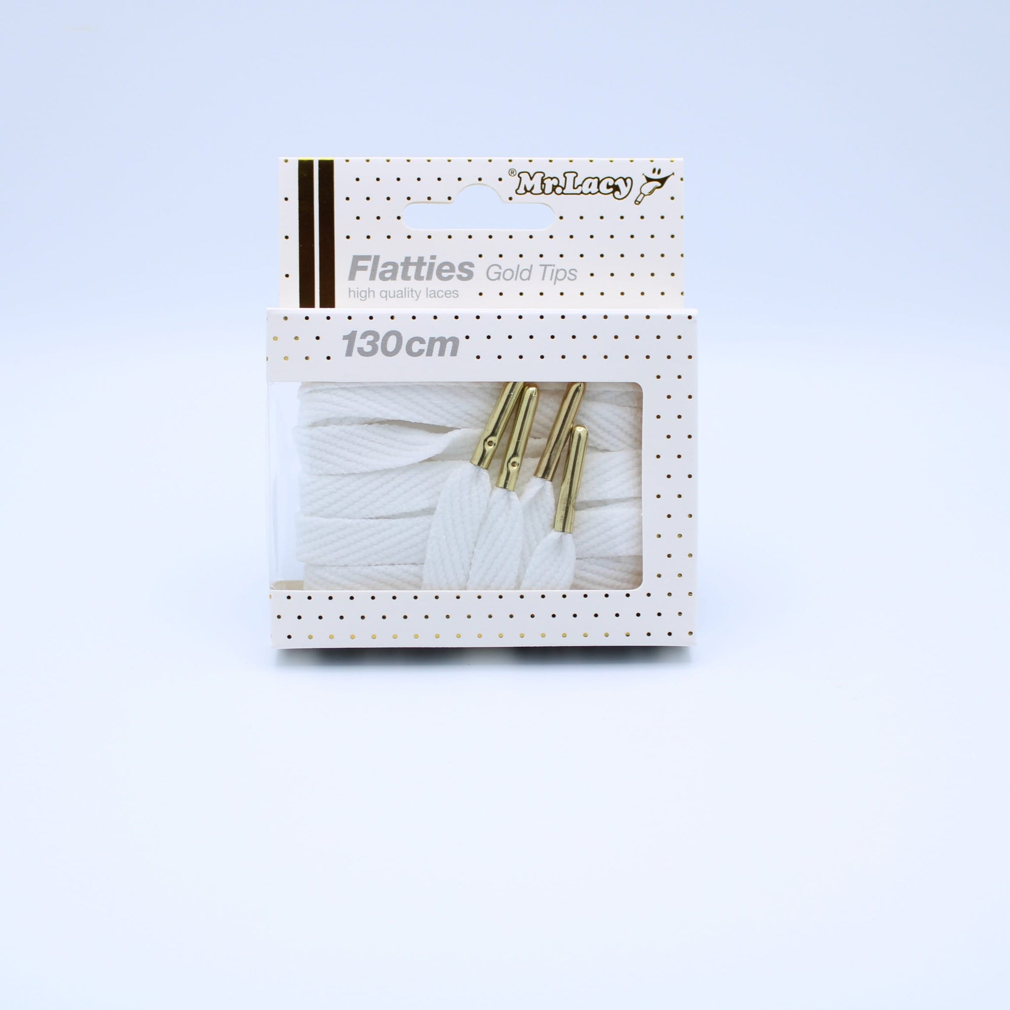 Flatties Metal Tips Shoelaces · White with Gold Tip