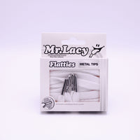 Flatties Metal Tips Shoelaces · White with Silver Tip