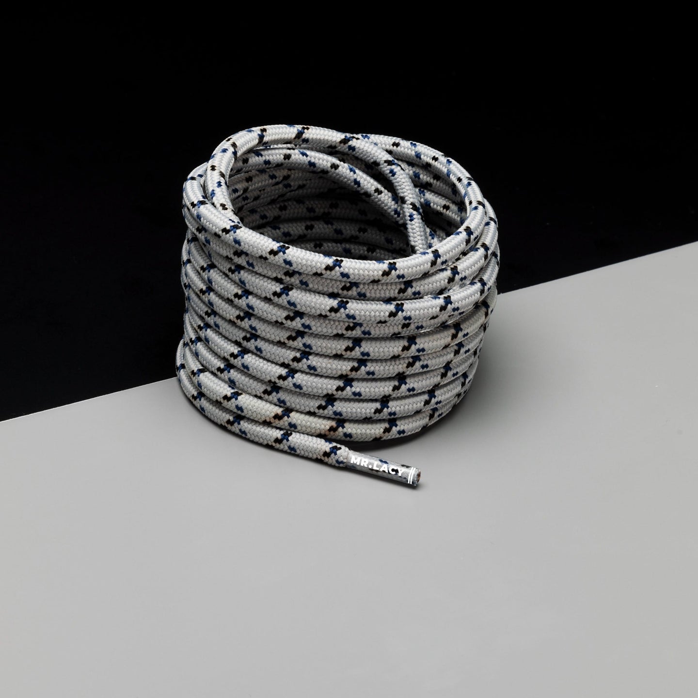 Hikies Round Boot Laces · Silver Grey/Black/Blue