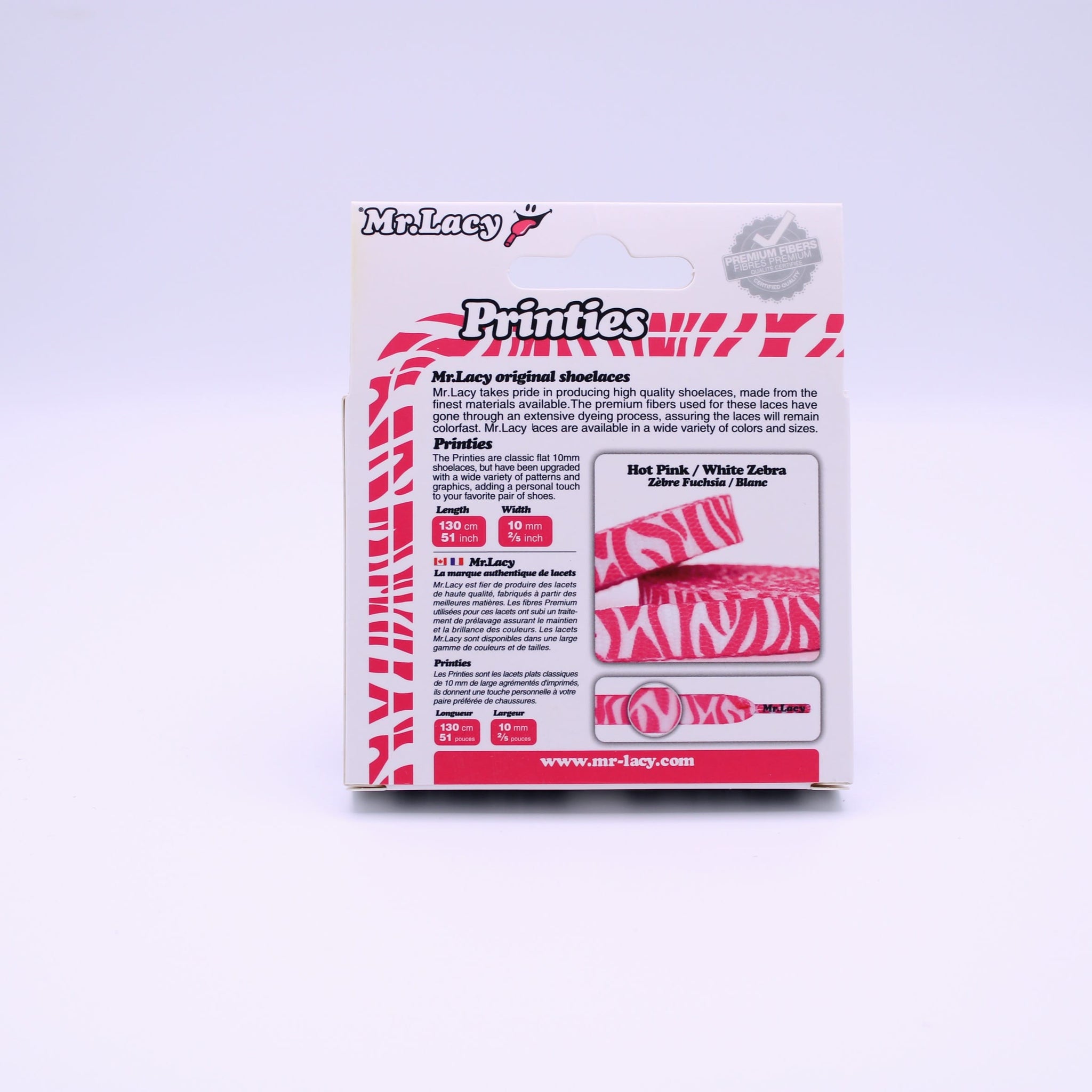 Printies Shoelaces · Hot Pink / White Zebra