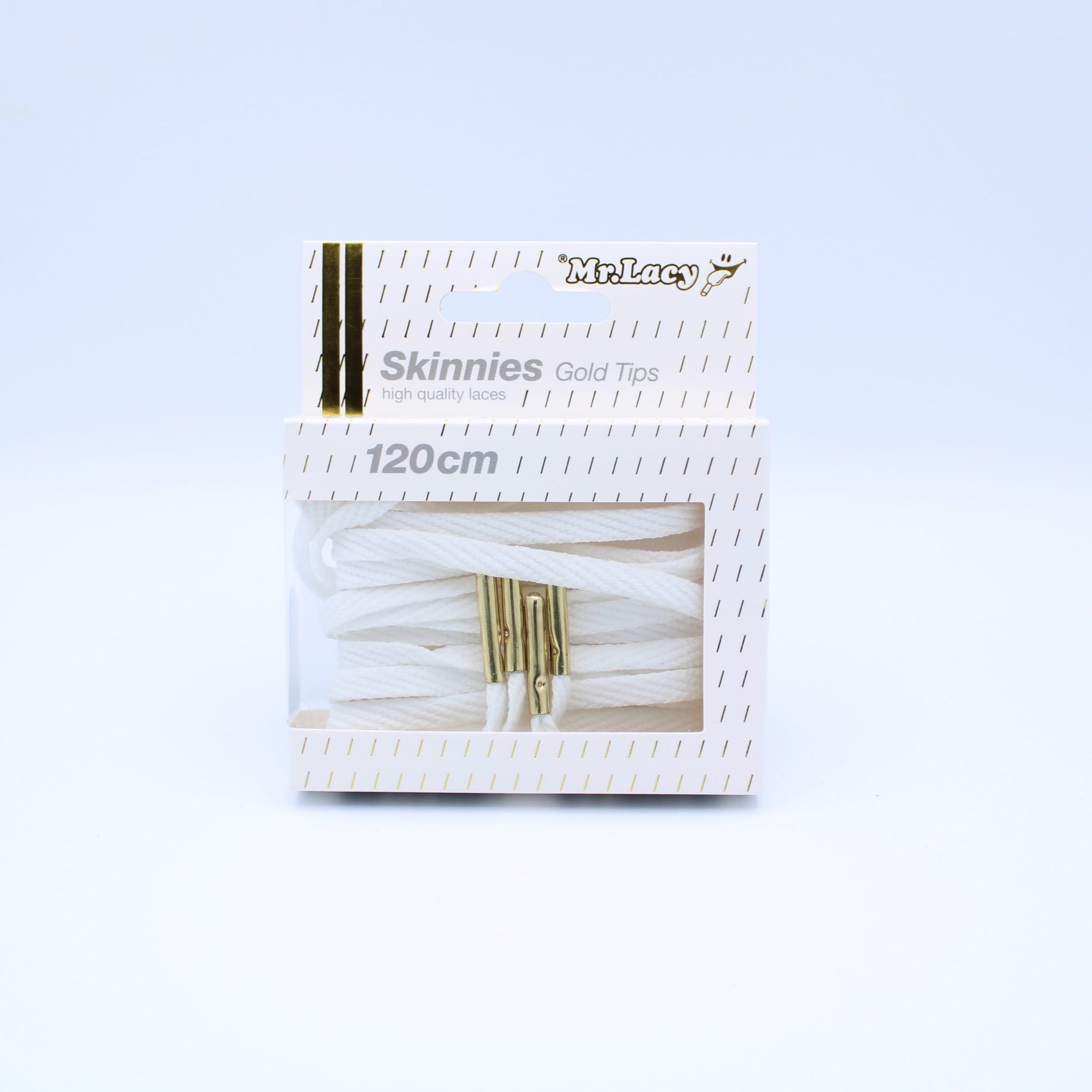 Skinnies Metal Tips Shoelaces · White with Gold Tip