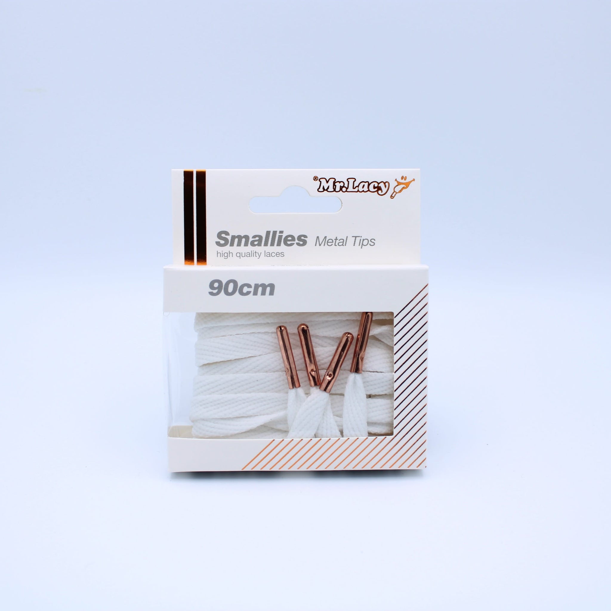 Smallies Metal Tip Shoelaces · White with Rose Gold Tip