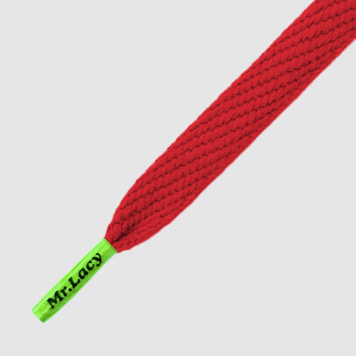 Flatties Coloured Tips Shoelaces - Red with Neon Green Tip - Mr.Lacy