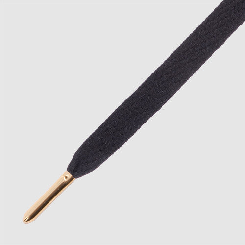 Flatties Metal Tips Shoelaces - Black with Gold Tip - Mr.Lacy