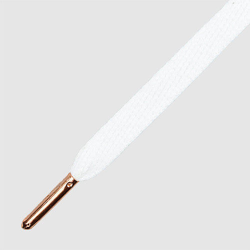 Flatties Metal Tips Shoelaces - White with Rose Gold Tip - Mr.Lacy