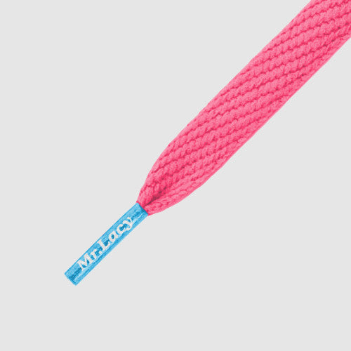 Junior Flatties Coloured Tips Shoelaces - Neon Pink with Mellow Blue Tip - Mr.Lacy