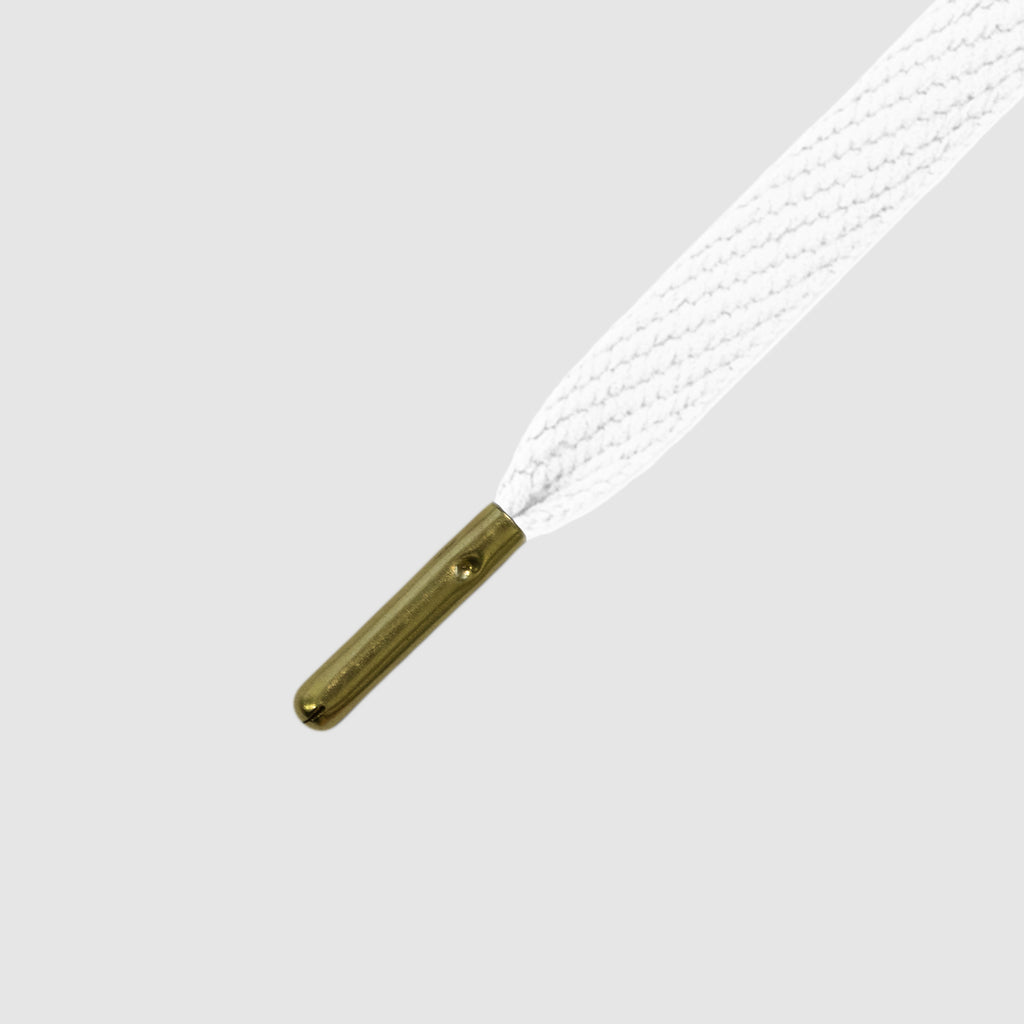 Smallies Metal Tip Shoelaces - White with Gold Tip - Mr.Lacy