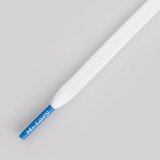 Runnies Flat 120 cm CT Shoelaces - White with Royal Blue Tip - Mr.Lacy